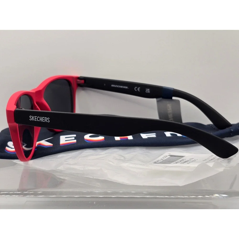 Skechers Sunglasses Kids Red Black SEA9081 UV Protection Wayfarer - New
